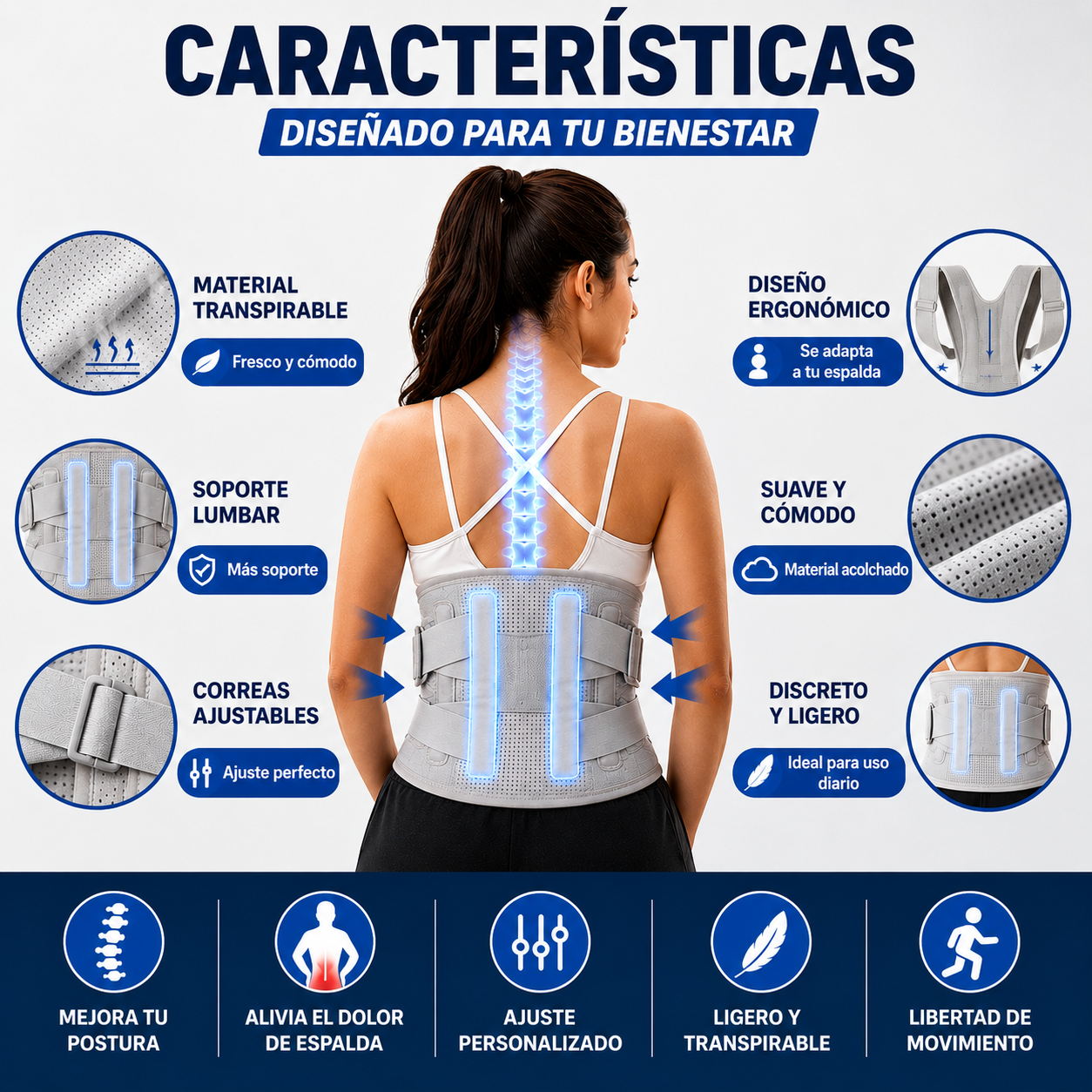 🚶 Corrector de Postura y Faja Lumbar | Reduce la Tensión y Mejora tu Postura en Minutos 💙🦴