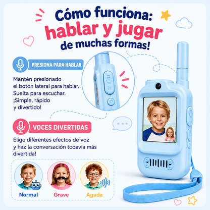 💙 Walkie Talkie Infantil Duo Recargable 📹📡 | ¡Habla, Juega y Vive Grandes Aventuras!