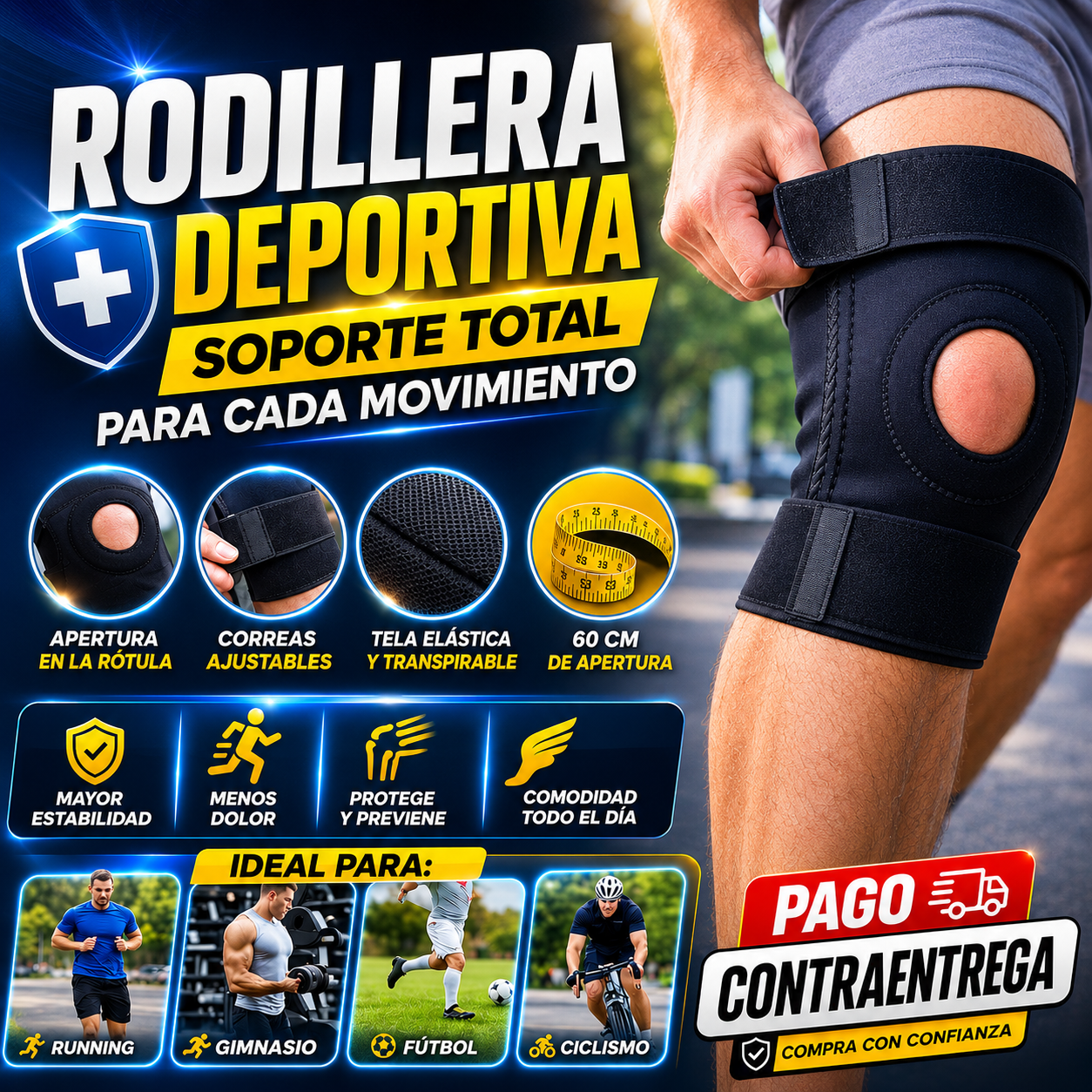 Rodillera Rotula Abierta – Soporte y Comodidad 🏃‍♂️🛡️