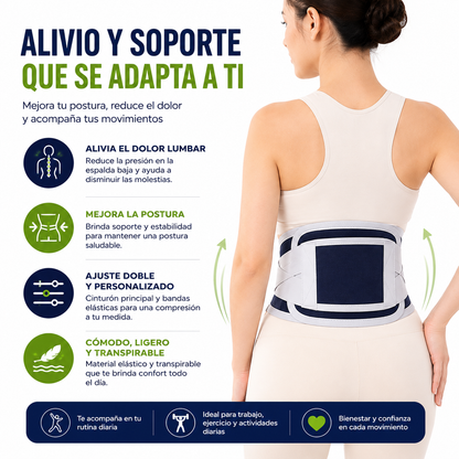 Cinturón de Soporte Lumbar Ajustable  Alivia el dolor de espalda y mejora tu postura desde el primer uso.