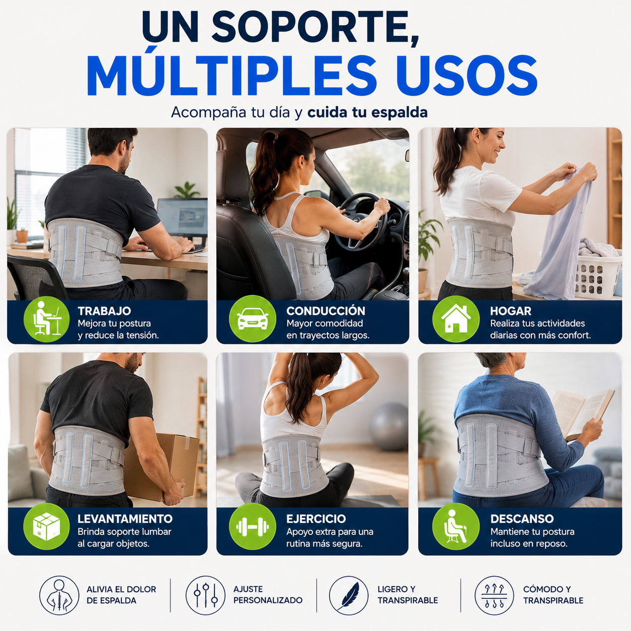 🚶 Corrector de Postura y Faja Lumbar | Reduce la Tensión y Mejora tu Postura en Minutos 💙🦴