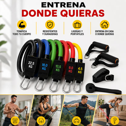 💪 Ligas Tubulares x5 💥 Tonifica tu cuerpo en minutos. 🔥