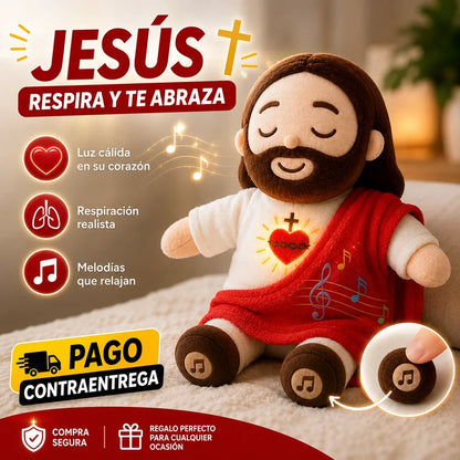 💖 Peluche Jesús Conmigo™ | Respiración, Música y Luz Relajante ✨🎶