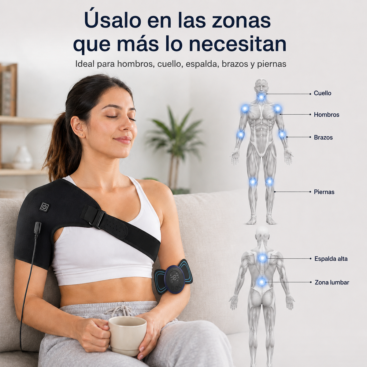 🔥 Combo Alivio Cervical y Muscular 2 en 1 💆‍♀️✨ Hombrera Térmica 🔥 + Masajeador Mariposa EMS ⚡🦋